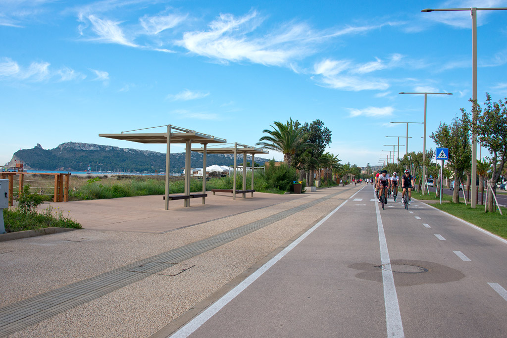 the cycle path along Cagliari beach